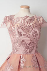 Cap Sleeves Junior Pretty Appliques Short Sweet 16 Evening Prom Dress