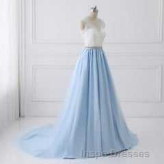 Sky Blue Long Elegant For Teens Beauttiful Evening Prom Dress
