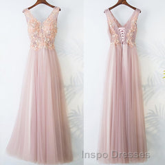 Pink Long A Line Simple Cheap Lace Up Evening Prom Dress