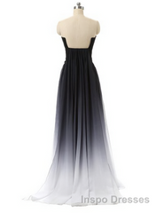 Hot Sales Navy Blue Ombre Gradient Chiffon Long Black Belt Ombre Black Gradient Custom Made Cheap Women Evening Prom Dress