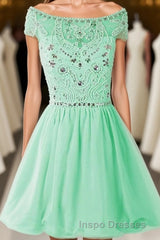 Green Chiffon Handmade Girly For Teens Homecoming Dress