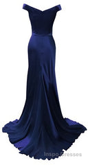 red mermaid off shoulder navy blue Evening Prom Dress mermaid satin backless charming formal Evening Prom gowns 2024 party dress