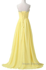 Sweetheart Long Yellow Chiffon Beaded Pregnant High Low For Teens Simple Cheap Bridesmaid Dress