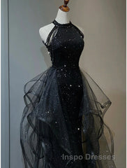 Evening Prom Dress Sparkle & Shine Dress Wedding Party Sleeveless Sequined with Crystals Sequin Ruffles