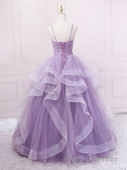 Purple sweetheart neck tulle long Evening Prom Dress purple tulle forma gown