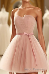Cute Sweetheart Neck Tulle Short Evening Prom Dress, Bridesmaid Dress