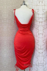 Red Cowl Neck Midi Bodycon Dress