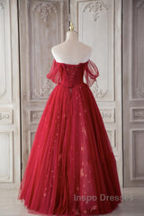 Red Sweetheart Tulle Long Beautiful Evening Prom Dress, Wine Red Party Dress Evening Gown