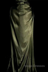 Retro Mermaid Spaghetti Straps Satin Green Long Evening Dress Evening Prom Dress
