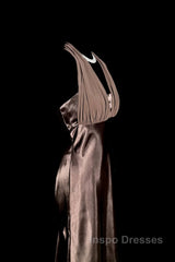 Retro Mermaid V Neckline Chiffon Brown Evening Dress Evening Prom Dress