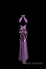 Retro Mermaid V Neckline Chiffon Grape Evening Dress Evening Prom Dress