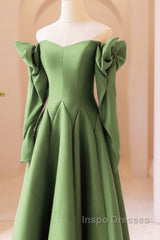 Sage Satin Bow Sleeves Corset Top Dress