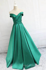 Satin A-line Off-the-Shoulder Evening Prom Dress,Elegant  Long Evening Prom Dress,Graduation Dress