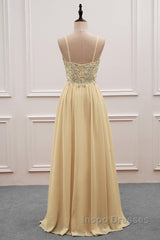 Sequined  Spaghetti Straps Chiffon Long Evening Prom Dress