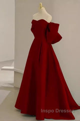 Sexy A Line Strapless Red Long Evening Prom Dress
