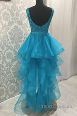 Sexy Asymmetrical V-Neck Tulle Evening Prom Dress