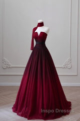 Sexy Ball Gown Strapless Long Burgundy Evening Prom Dress Evening Dress