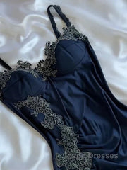 Sexy Bodycon Mermaid Straps Long Navy Blue Lace Evening Prom Dress Party Dress