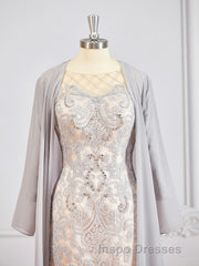 Sheath/Column Bateau Short/Mini Chiffon Mother of the Bride Dress With Appliques Lace