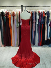 Sheath/Column Elastic Evening Prom Dress Woven Satin Sequin Sweetheart Sleeveless Court Train Dresse