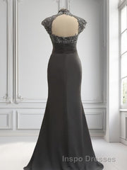 Sheath/Column High Neck Sweep Train Chiffon Mother of the Bride Dress With Lace