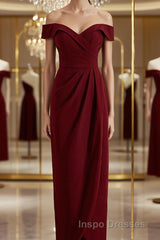 Sheath/Column Off-the-Shoulder Floor-Length Stretch Crepe Mother of the Bride Dress With Ruffles