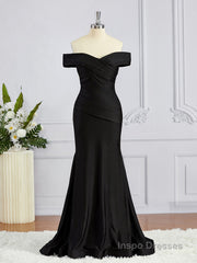 Sheath/Column Off-the-Shoulder Sweep Train Jersey Bridesmaid Dresses