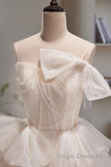 Short Light Champagne Tulle Evening Prom Dress, Short Champagne Tulle Formal Homecoming Dress