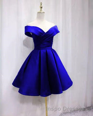 Short Satin Off Shoulder Homecoming Dress For Evening Prom