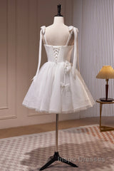 Short White Evening Prom Dress, Short White Formal Homecoming Dress