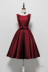 Simple  A-Line Satin Black Short Evening Prom Dress, Black Homecoming Dress
