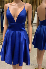 Simple A Line V Neck Short Evening Prom Dress, V Neck Short Formal Homecoming Dress