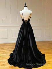 Simple Black velvet long Evening Prom Dress, black evening Dress
