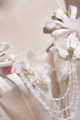Spaghetti Strap Satin White Floral Short Evening Prom Dress