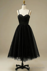 Spaghetti Straps Informal Tea-Length Bridal Gown