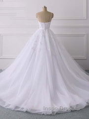 Spaghetti Straps Lace Tulle Ruffles Wedding Dress