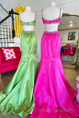 Mermaid Evening Prom Dress Spaghetti Straps Long Evening Prom Dress with Bow