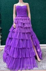 Strapless Long Evening Prom Dress With Ruffle Skirt