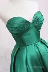 Sweetheart Neck Green High Low Evening Prom Dress, Green High Low Graduation Homecoming Dress