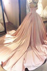 Sweetheart Neck Pink Lace Evening Prom Dress, Pink Lace Long Formal Evening Dress