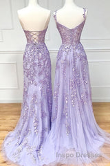 Sweetheart Neck Purple Lace Long Evening Prom Dress, Strapless Purple Formal Dress, Mermaid Purple Evening Dress