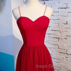 Sweetheart Neck Red Long Evening Prom Dress, Red Long Formal Evening Dress