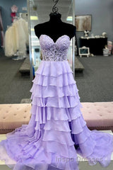 Sweetheart Red Corset Chiffon Ruffle Long Evening Prom Dress