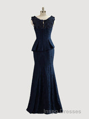 Trumpet/Mermaid Scoop Floor-Length Lace Mother of the Bride Dress With Applique