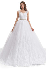 Tulle Backless Appliques beading Wedding Dresses