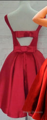 A-Line Sleeveless Scoop Sash Satin Mini Homecoming Dress