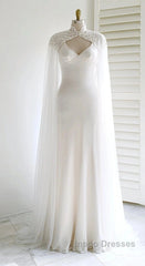 Weitese Dress Evening Prom Dress Stores White Bridal Long Tulle Cape Sleeves With Embroidered Lace Appliques Long Wedding Dress Party Dress Formal Wear Dress
