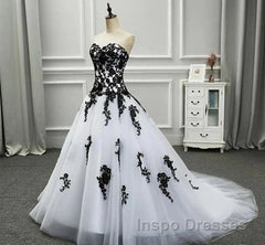 Weitese Formal WomenS Dress Strapless Beautiful White And Black Long Evening Prom Dress Ball Gown Wedding Dress Evening Prom Clothing