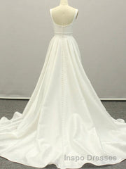 White A lien satin long Evening Prom Dress , white long bridesmaid Dress