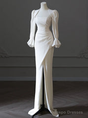 White Mermaid Strapless Pleats Wedding Dress With Jacket